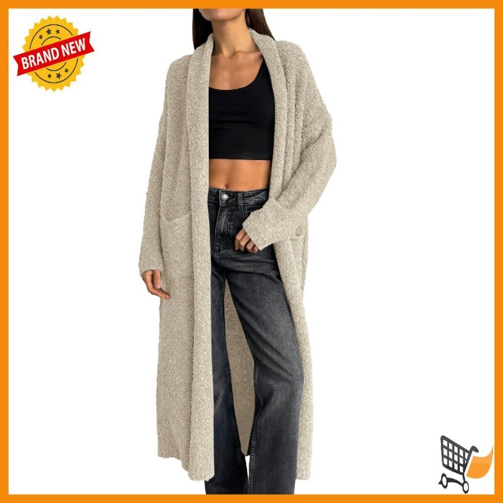 Oversized Chunky Fuzzy Cardigan Sweater Open Front Duster Coat